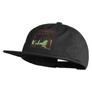 Yosemite National Park Fishing Bigfoot Embroidered 5 Panel Cotton High Profile Flat Bill Unstructured Cap - Black OSFM