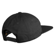 Yosemite National Park Fishing Bigfoot Embroidered 5 Panel Cotton High Profile Flat Bill Unstructured Cap - Black OSFM