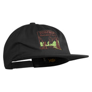 Yosemite National Park Fishing Bigfoot Embroidered 5 Panel Cotton High Profile Flat Bill Unstructured Cap - Black OSFM