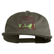 Yosemite National Park Fishing Bigfoot Embroidered 5 Panel Cotton High Profile Flat Bill Unstructured Cap - Olive OSFM