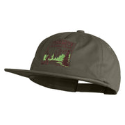 Yosemite National Park Fishing Bigfoot Embroidered 5 Panel Cotton High Profile Flat Bill Unstructured Cap - Olive OSFM
