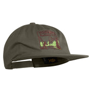 Yosemite National Park Fishing Bigfoot Embroidered 5 Panel Cotton High Profile Flat Bill Unstructured Cap - Olive OSFM