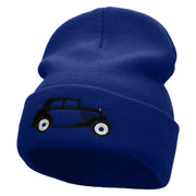 Vintage Vehicle Embroidered 12 Inch Long Knitted Beanie