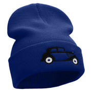 Vintage Vehicle Embroidered 12 Inch Long Knitted Beanie