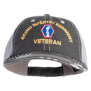 U.S. Army 442nd Infantry Regiment Embroidered Low Profile Special Cotton Mesh Cap - Black OSFM