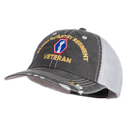 U.S. Army 442nd Infantry Regiment Embroidered Low Profile Special Cotton Mesh Cap - Black OSFM