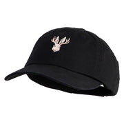 Jackalope Head Embroidered Low Profile Dyed Cotton Twill Cap - Black OSFM