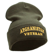 Afghanistan Vet Embroidered 12 Inch Solid Long Beanie Made in USA