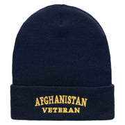 Afghanistan Vet Embroidered 12 Inch Solid Long Beanie Made in USA