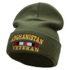 Afghanistan War Ribbon Embroidered 12 Inch Solid Knit Cuff Long Beanie Made in USA