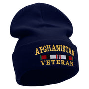 Afghanistan War Ribbon Embroidered 12 Inch Solid Knit Cuff Long Beanie Made in USA