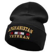 Afghanistan War Ribbon Embroidered 12 Inch Solid Knit Cuff Long Beanie Made in USA