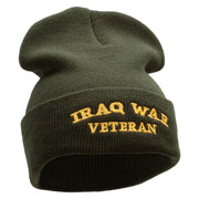 Iraq War Vet Embroidered 12 Inch Solid Long Beanie Made in USA