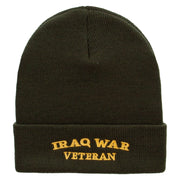 Iraq War Vet Embroidered 12 Inch Solid Long Beanie Made in USA