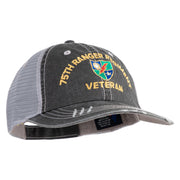 U.S. Army 75 Ranger Regiment Embroidered Low Profile Special Cotton Mesh Cap - Black OSFM