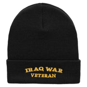 Iraq War Vet Embroidered 12 Inch Solid Long Beanie Made in USA