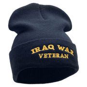 Iraq War Vet Embroidered 12 Inch Solid Long Beanie Made in USA