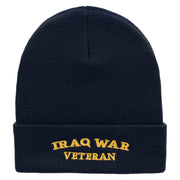 Iraq War Vet Embroidered 12 Inch Solid Long Beanie Made in USA