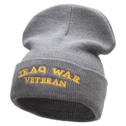 Iraq War Vet Embroidered 12 Inch Solid Long Beanie Made in USA