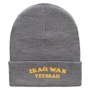 Iraq War Vet Embroidered 12 Inch Solid Long Beanie Made in USA