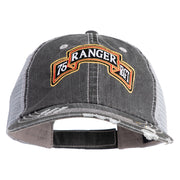 U.S. Army 75th Ranger Regiment Embroidered Low Profile Special Cotton Mesh Cap - Black OSFM