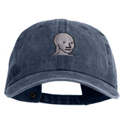 NPC Meme Face Embroidered Unstructured Pigment Dyed Cotton Cap - Navy OSFM