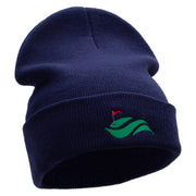 Golf Cup and Greens Embroidered 12 inch Acrylic Cuffed Long Beanie