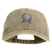 NPC Meme Face Embroidered Unstructured Pigment Dyed Cotton Cap - Khaki OSFM