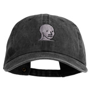 NPC Meme Face Embroidered Unstructured Pigment Dyed Cotton Cap - Black OSFM