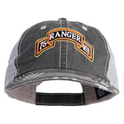 U.S. Army 75th Ranger Military Intelligence Battalion Embroidered Low Profile Special Cotton Mesh Cap - Black OSFM