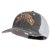 U.S. Army 75th Ranger Military Intelligence Battalion Embroidered Low Profile Special Cotton Mesh Cap - Black OSFM