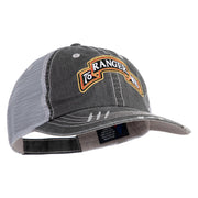 U.S. Army 75th Ranger Military Intelligence Battalion Embroidered Low Profile Special Cotton Mesh Cap - Black OSFM