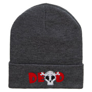 Dead Skull Embroidered 12 Inch Long Knitted Beanie