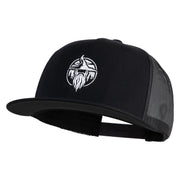 Wizard Face Embroidered 5 Panel Mesh Trucker Snapback Cap - Black OSFM