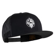 Wizard Face Embroidered 5 Panel Mesh Trucker Snapback Cap - Black OSFM