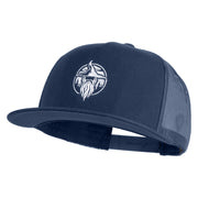 Wizard Face Embroidered 5 Panel Mesh Trucker Snapback Cap - Navy OSFM