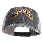 U.S. Army 1st Ranger Battalion Embroidered Low Profile Special Cotton Mesh Cap - Black OSFM