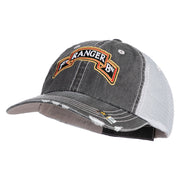 U.S. Army 1st Ranger Battalion Embroidered Low Profile Special Cotton Mesh Cap - Black OSFM