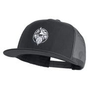 Wizard Face Embroidered 5 Panel Mesh Trucker Snapback Cap - Charcoal OSFM