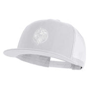 Wizard Face Embroidered 5 Panel Mesh Trucker Snapback Cap - White OSFM