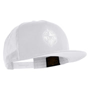 Wizard Face Embroidered 5 Panel Mesh Trucker Snapback Cap - White OSFM