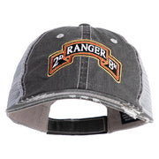 U.S. Army 2nd Ranger Battalion Embroidered Low Profile Special Cotton Mesh Cap - Black OSFM