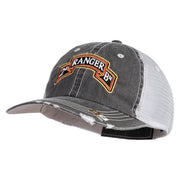 U.S. Army 2nd Ranger Battalion Embroidered Low Profile Special Cotton Mesh Cap - Black OSFM