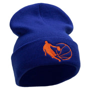 Basketball Dribble Embroidered 12 Inch Long Knitted Beanie