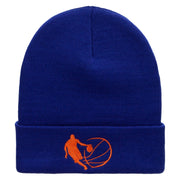 Basketball Dribble Embroidered 12 Inch Long Knitted Beanie