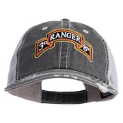 U.S. Army 3rd Ranger Battalion Embroidered Low Profile Special Cotton Mesh Cap - Black OSFM