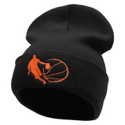 Basketball Dribble Embroidered 12 Inch Long Knitted Beanie