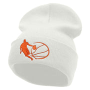 Basketball Dribble Embroidered 12 Inch Long Knitted Beanie