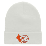 Basketball Dribble Embroidered 12 Inch Long Knitted Beanie