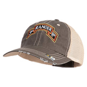 U.S. Army 3rd Ranger Battalion Embroidered Low Profile Special Cotton Mesh Cap - Brown-Khaki OSFM
